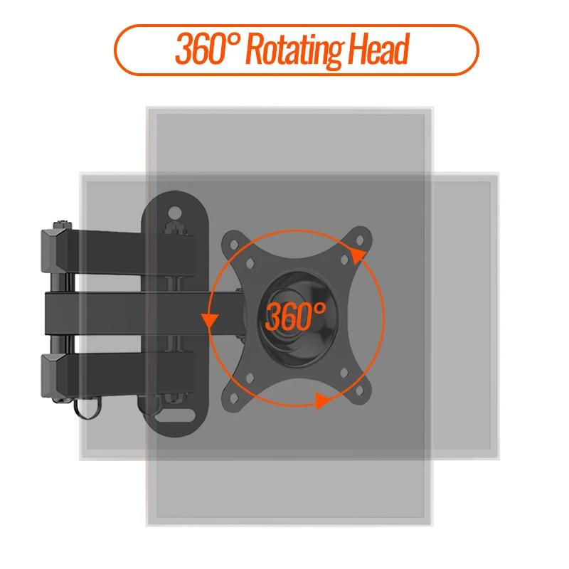 20° tiltable TV Wall Mount Bracket 360° Rotated Holder Universal TV Mount for 14 to 37 Inch Computer LCD LED Monitor Tablet PC
