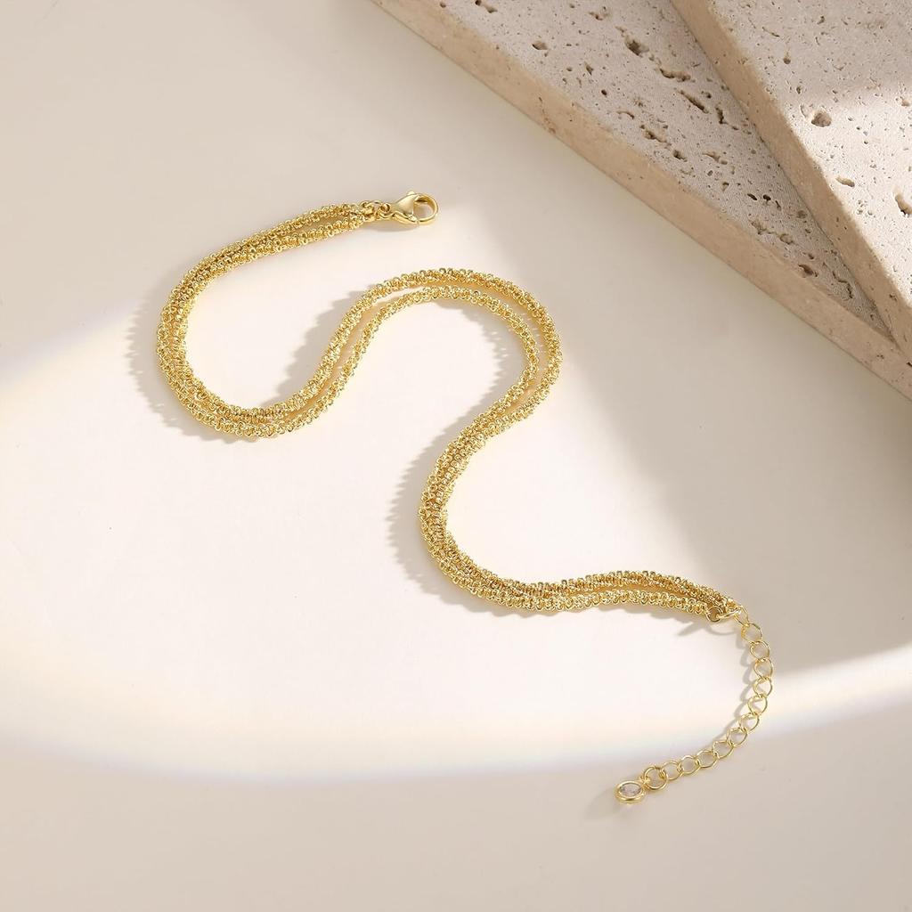 Золотые браслеты на щиколотку Amicon для женщин Водонепроницаемые Позолоченные 14 карат Многослойные браслеты на щиколотку для женщин Модные Милые Простые Браслеты на щиколотку Пляжные летние Украшения Минималистичные