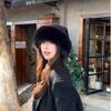 Bucket Hat Plush Basin Cap Korean Style Solid Beanie Casual Faux Fur Mink Hat  Autumn