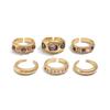 Salircon Exquisite 6Pcs/set Inlaid Purple zircon Adjustable Opening Ring Women Smooth Gold Color Ring Female Daily Jewelry Gift