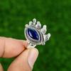 Natural Tanzanite Quartz Gemstone Promise Adjustable Ring 925 Silver For Girls