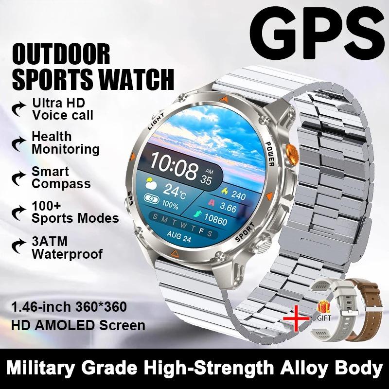 New Military Outdoor GPS Positioning SmartWatch Men Run RIDE Fitness GPS Tracer 10ATM/IP69 Compass HD call Sports Watch bracelet