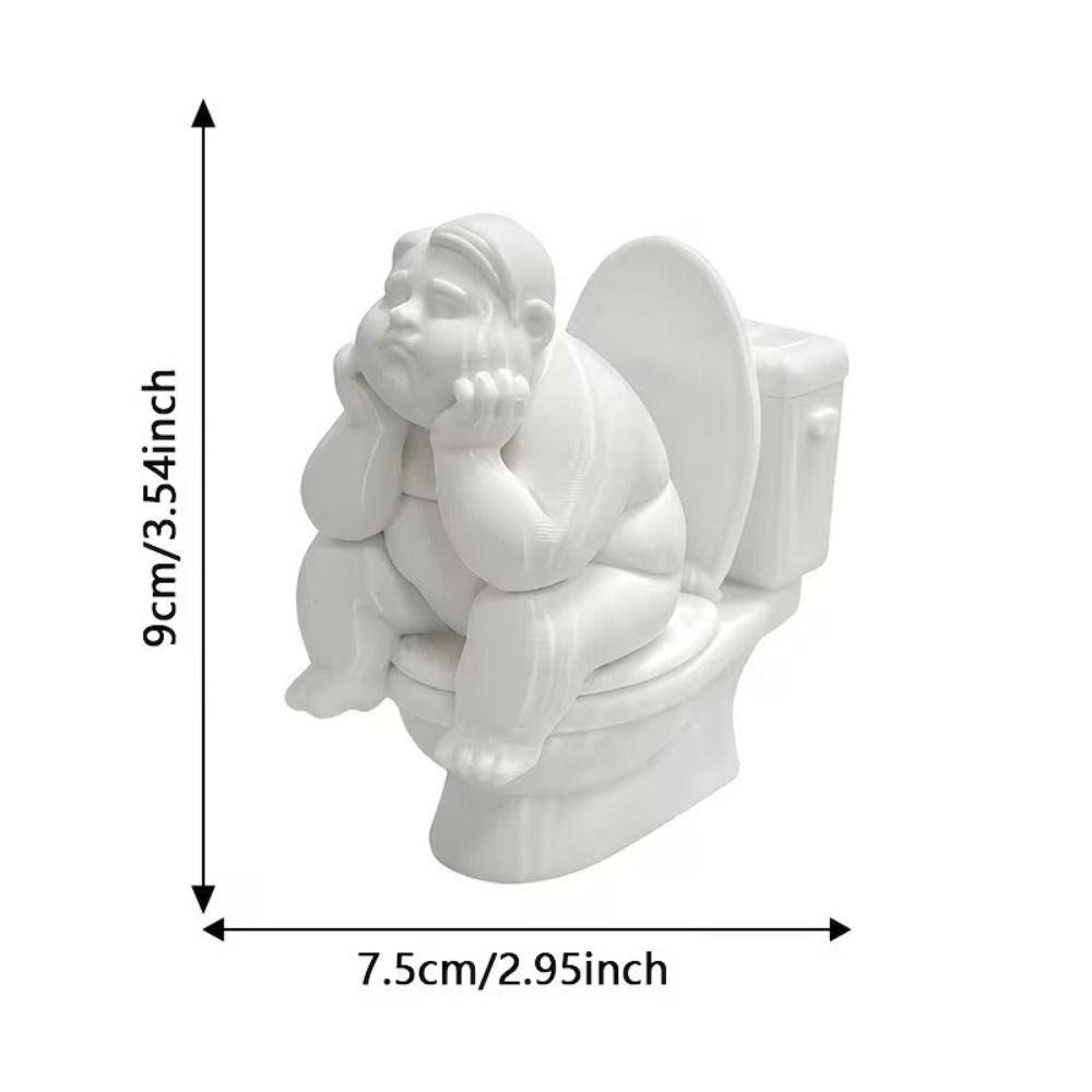 Cute Bathroom Thinker Statue Funny Desktop Small Ornament Toilet Thinker Figurine Bathroom Decor