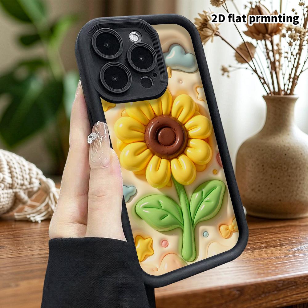 Phone Case: 2D flat design suitable for iPhone 18 17 16 15 14 13 Pro protective case, sunflower, Christmas and Halloween, perfect holiday gift