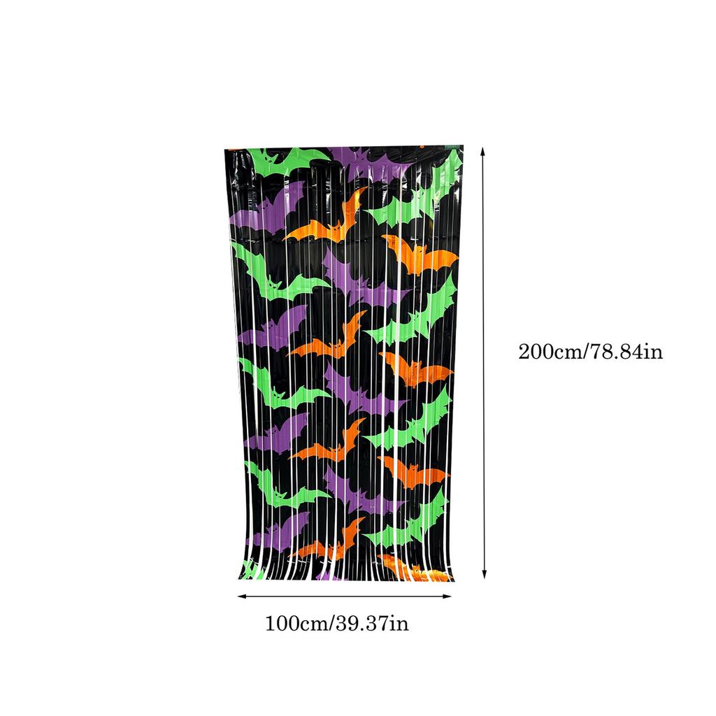 Halloween Beaded Curtain Party Backdrop Spooky Photo Booth Decor Gothic Door Hanging Ghost Pumpkin Bat Theme