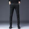 Men's Casual Dress Pants Plaid Mid-waist Office Trousers Solid Color All-match Business Pants