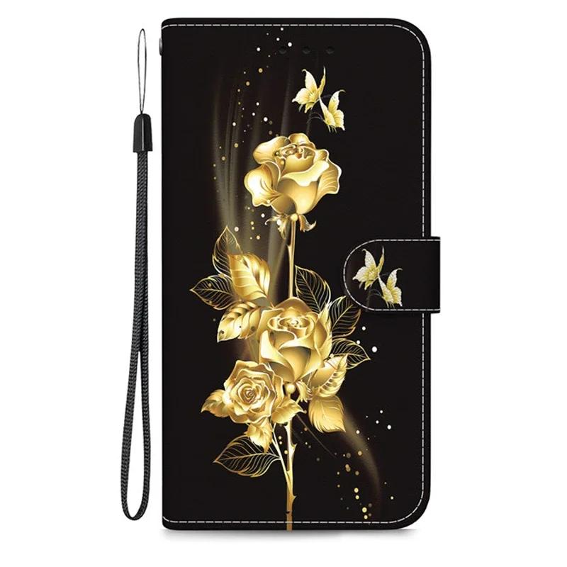 Case on For Samsung Galaxy A15 A05s A05 A25 A24 A14 4G A34 A54 5G A155 A156 A256 Leather Flip Stand Phone Cover Cute Flower Capa