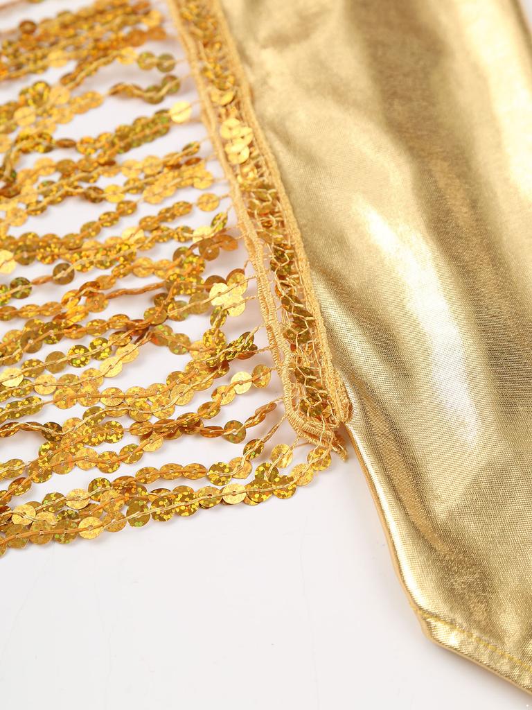 Перчатки без пальцев до локтя для взрослых: Искрящиеся Пайетки, Дизайн с Кисточками, Металлические Блестящие Перчатки для Сцены, Оперы, Косплея и Вечеринок