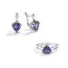 Stunning Natural Iolite Blue Mystic Triangle Silver Clip Ring Earring Set for Women Engagement Party Luxury Designer Gift