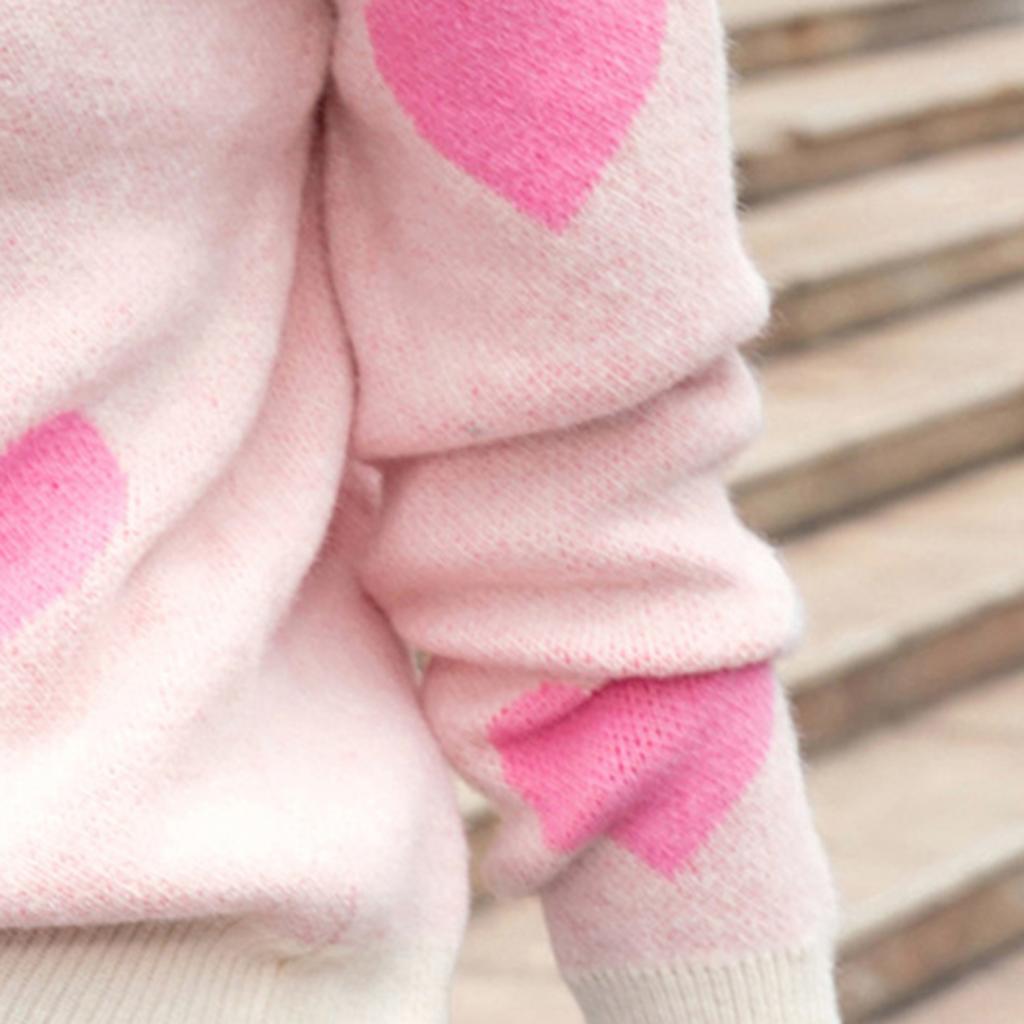 Yousheng Женский вязаный свитер с круглым вырезом и длинным рукавом в форме сердца, свободный крой, эластичный трикотаж, топы на День святого Валентина