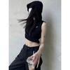 Grunge Trendy Harajuku Women Tanks Casual Loose Sexy Hooded Streetwear Camisole Hollow Out Solid Y2k Aesthetic Crop Top Summer