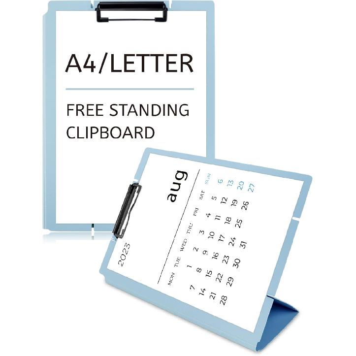 Free Standing Clipboard and Desktop Stand with Adjustable Buckles Easel Back - Foldable Stand and Document Holder for School, Office and Business Use