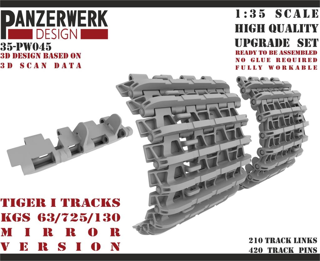Panzerwerk Design Tiger 1 Early Type Movable Track Left и Right Раздельные пластиковые детали для модели WR35045 1/35