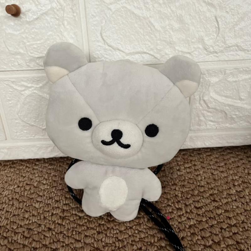 НОВАЯ Плюшевая Сумка-Кроссбоди Rilakkuma Черно-Белая Двухцветная Кукла-Медведь для Отдыха Кошелек для Монет Брелок Мягкая Сумка Кавайи Хранение Сумка на Плечо Декор
