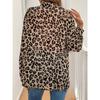 Elegant Leopard Print Long Sleeved Loose Shirt Top Blouses Shirts
