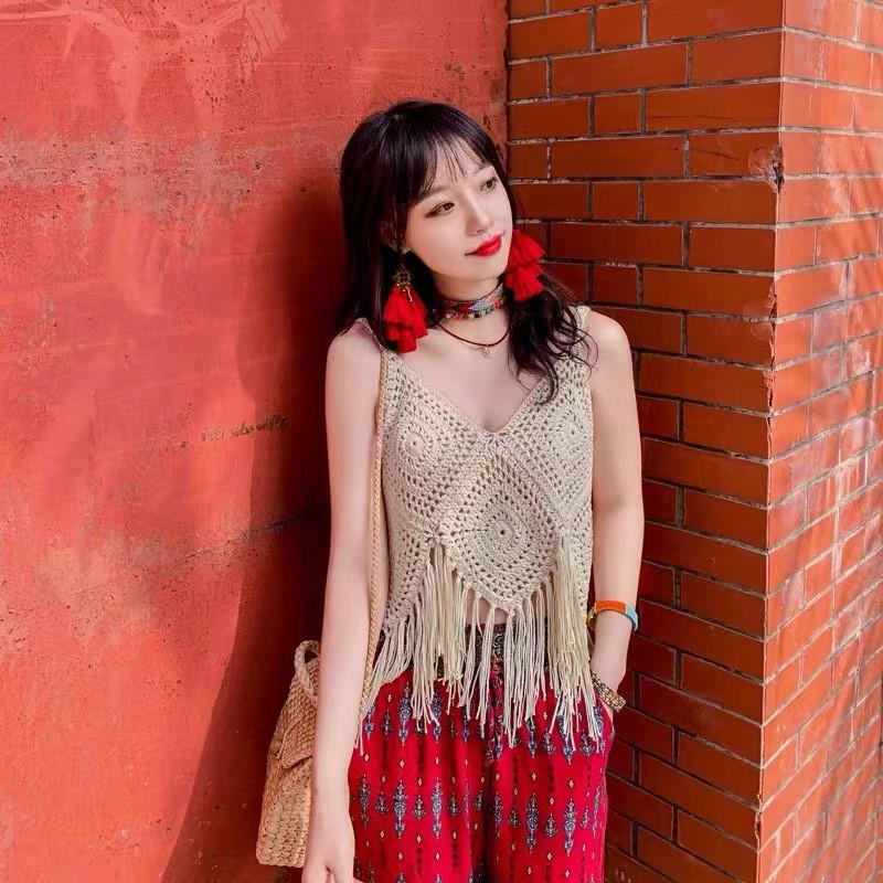 Подтяжки с кисточками ручной работы в этническом стиле - жилет Bohemian Vacation