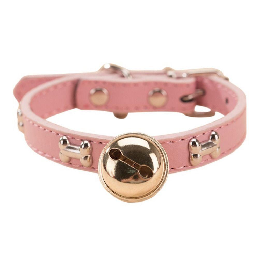 Zinc Zinc Alloy Dog Neck Ring Adjustable Dog Bone Collar Dog Gold Bell Chain Cat Paw Print Bell Collar  Party