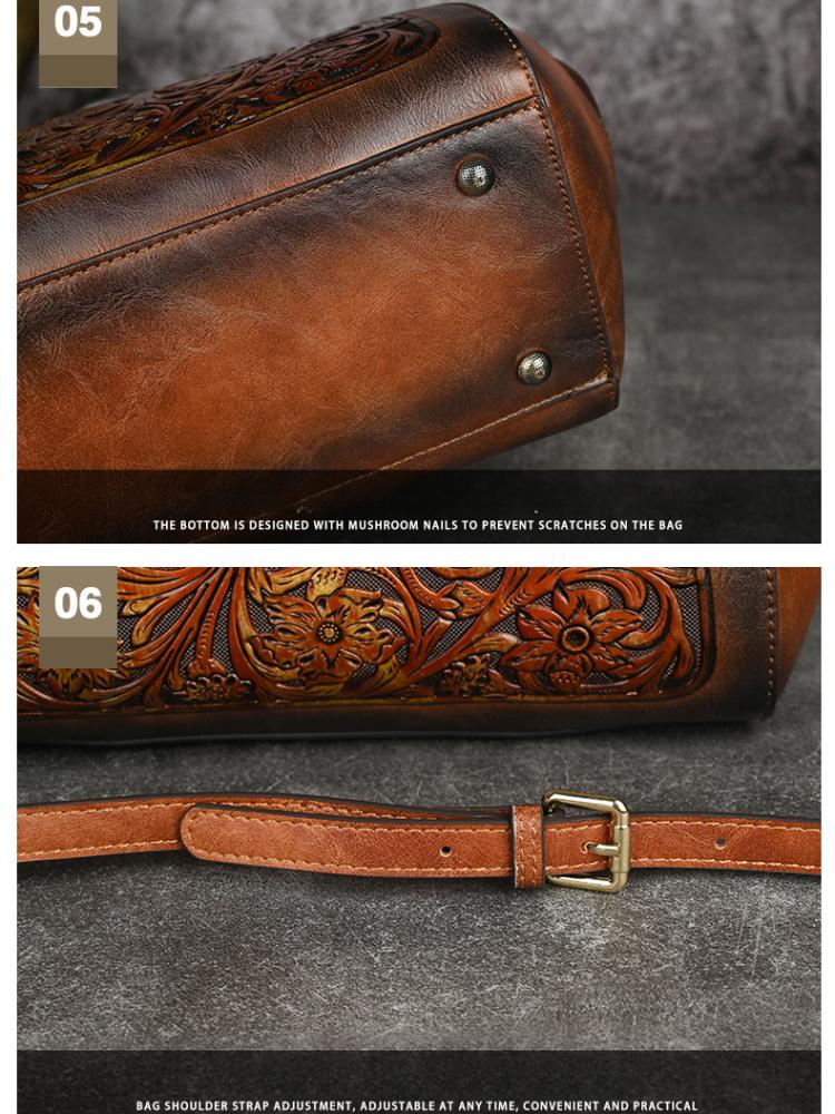 Johnature Роскошная сумка, винтажная кожаная сумка ручной работы с резной женской сумкой, универсальные женские сумки на плечо и через плечо