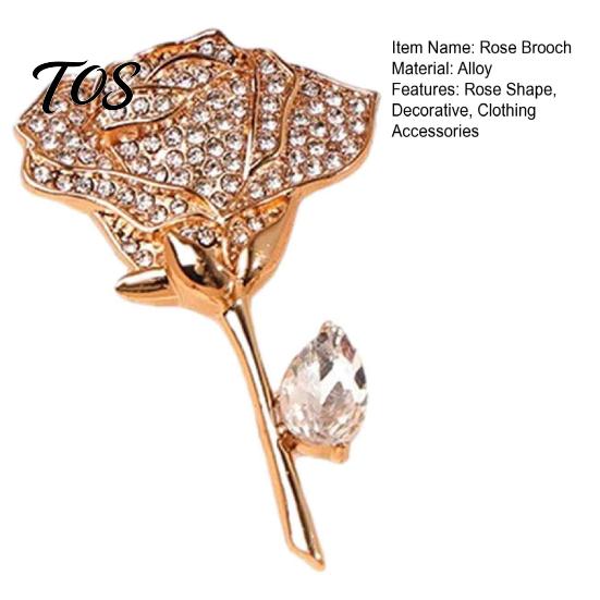 Decorative Coat Pin White Rhinestone Rose Brooch Pin, Sparkling Flower Lapel Dress Shirt Accessory Suit Hat Bag Clothing Accessories, Elegant Wedding