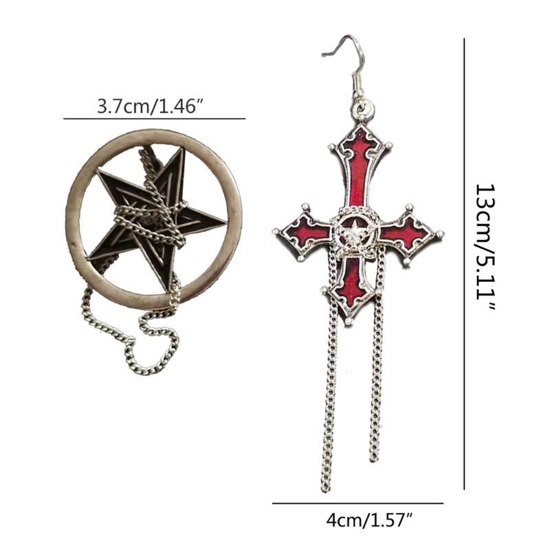 Gothic Style Punk Cool Cross-Earrings Long Chain Pendant Drop Earrings For Women Men Street Hip Hop Earring Jewelry Gift