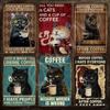Metal Sign Wall Decor Cat and Coffee Tin Sign with Text That's What I Do I Drink Coffee I Hate People and I Know Things Plaque