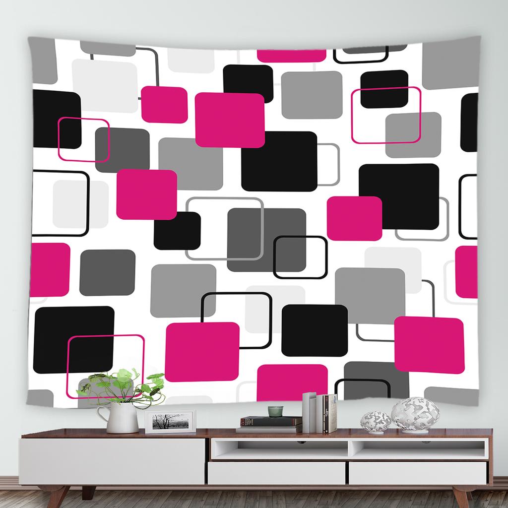 Скандинавский креативный гобелен с геометрическим красным, черным и серым принтом, домашний гобелен для гостиной, спальни, настенное украшение, гобелен