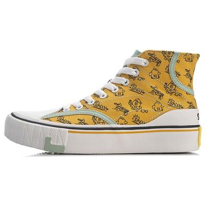 Li Ning Line Friends X Удобные прочные высокие холщовые кроссовки женские кроссовки желтые AGCQ594-1