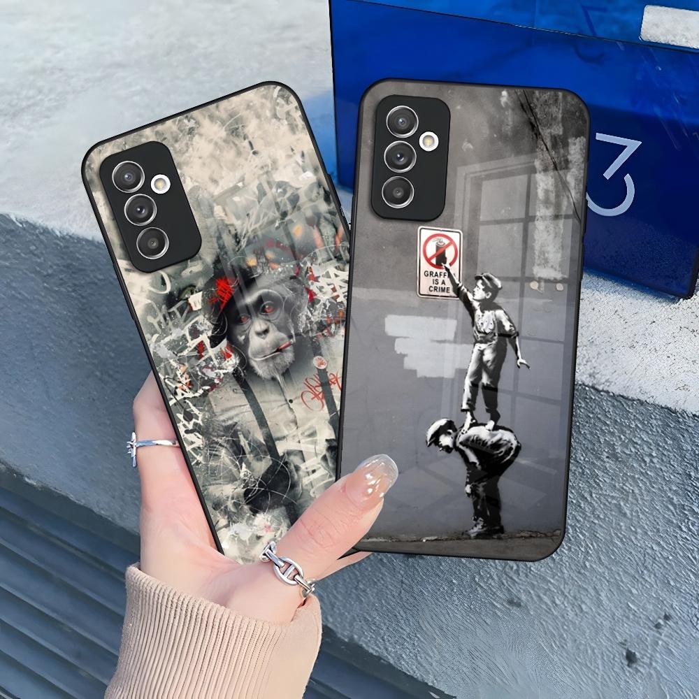 Street Art Banksy Graffiti Phone Case for Samsung Galaxy S25 S24 S30 S21 S23 S20 S22 Fe Note 20 Pro Edge Ultra Plus glass Cover