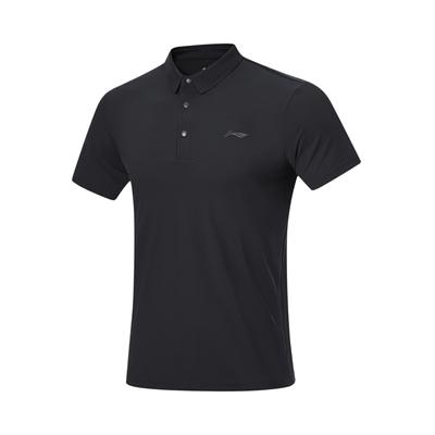 Li Ning простая рубашка поло с воротником мужская верхняя часть черная APLT115-1
