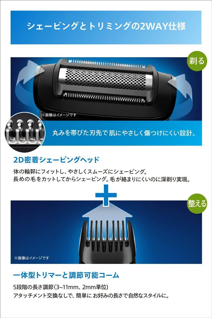 Philips Body Trimmer 7000 Series Body Shaver Groomer Usable Shaving Trimming Black Pearl (Bath & Body) BG7020/15