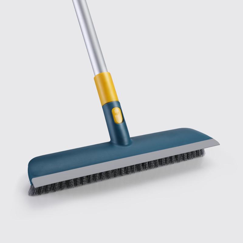 Jesun Long Handle Floor Brush 2 in 1 Bristle Floor Tile Cleaning TPR Squeegee Telescopic Pole Hangable Floor Scrub