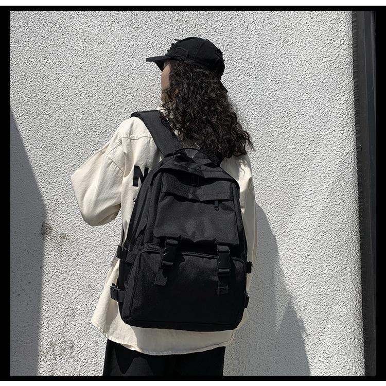 IELGY Schoolbag Female Korean Version High School Students Large Capacity Harajuku Style Tooling Bag Backpack Male