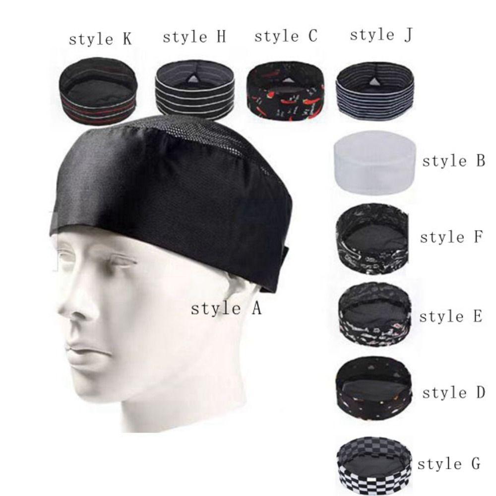 Регулируемый ремешок Поварские кепки с плоским верхом и сеткой Поварской колпак Японская и корейская кухня