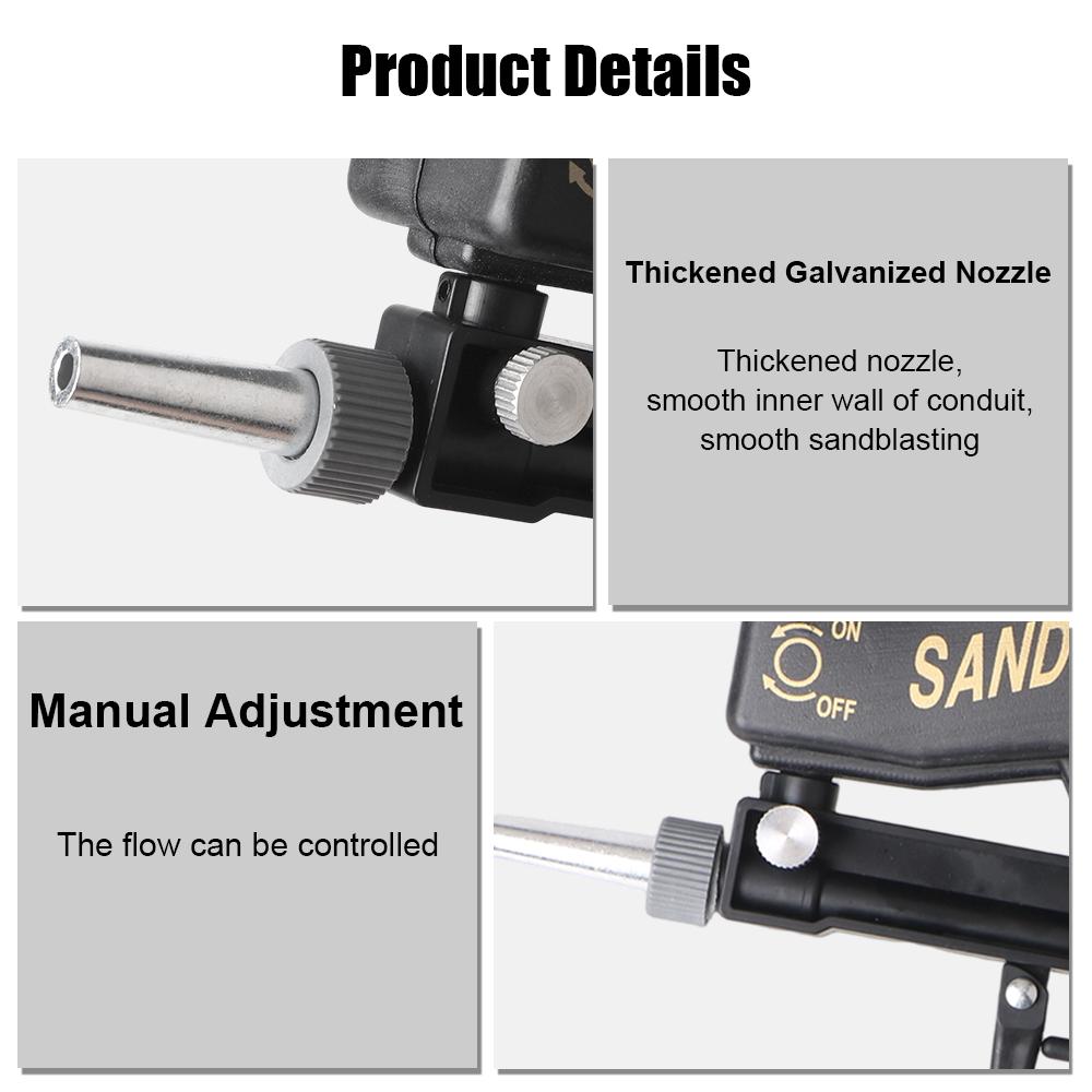Пневматический пескоструйный пистолет Набор Пневматический пескоструйный набор Регулируемый пескоструйный аппарат Устройство для удаления ржавчины Гравитационный пескоструйный пистолет
