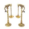 Parrot Design 7.5 Inches Brass Hanging Diya Pair (Pack of 2),