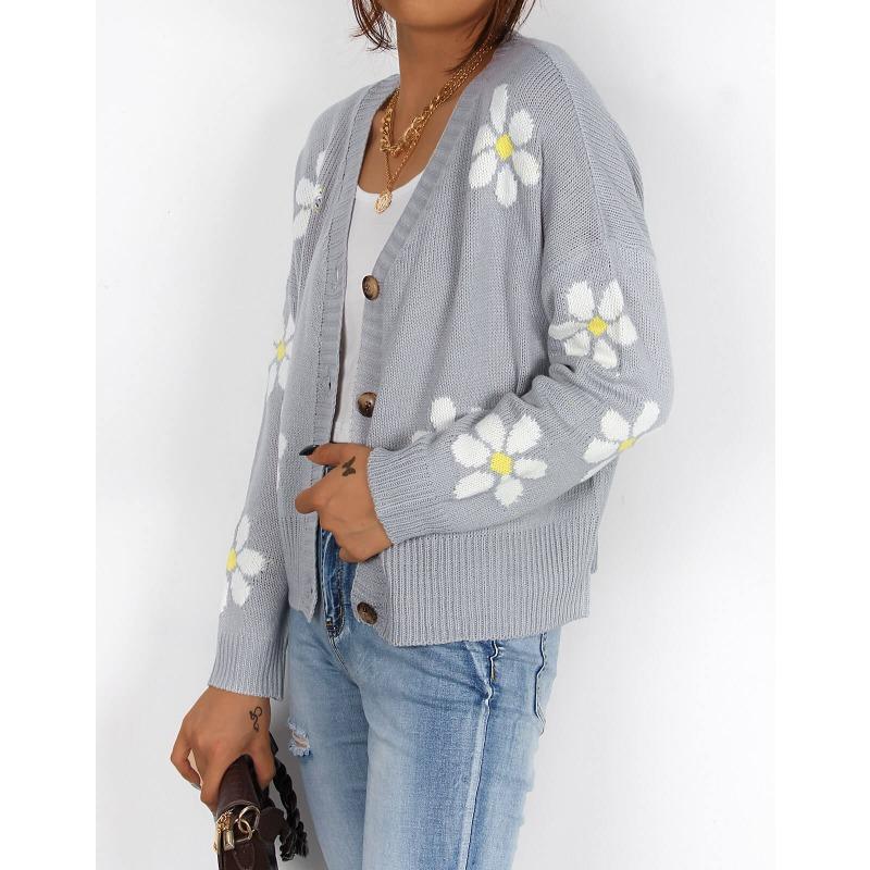 Women's Autumn and Winter Loose Knit Casual Cardigan Button Sweater