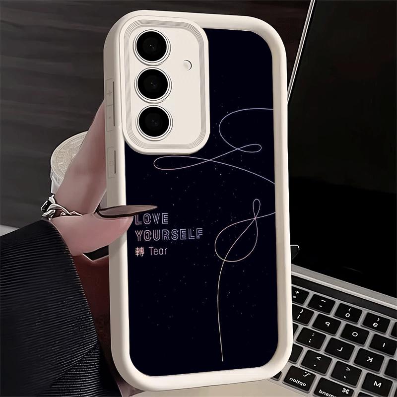 Чехол для телефона Samsung Galaxy A17 A16 A15 A14 A13 Love Yourself Цветок Сердце Линия Kpop A56 A36 A26 A55 A35 A25 A54 A34 A24 A53 A