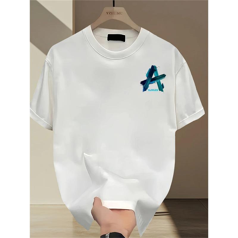 Men's 100% Cotton Graphic T-Shirt - Bold Letter Print, Regular Fit Short Sleeve Summer Tee, Machine Washable Casual Top