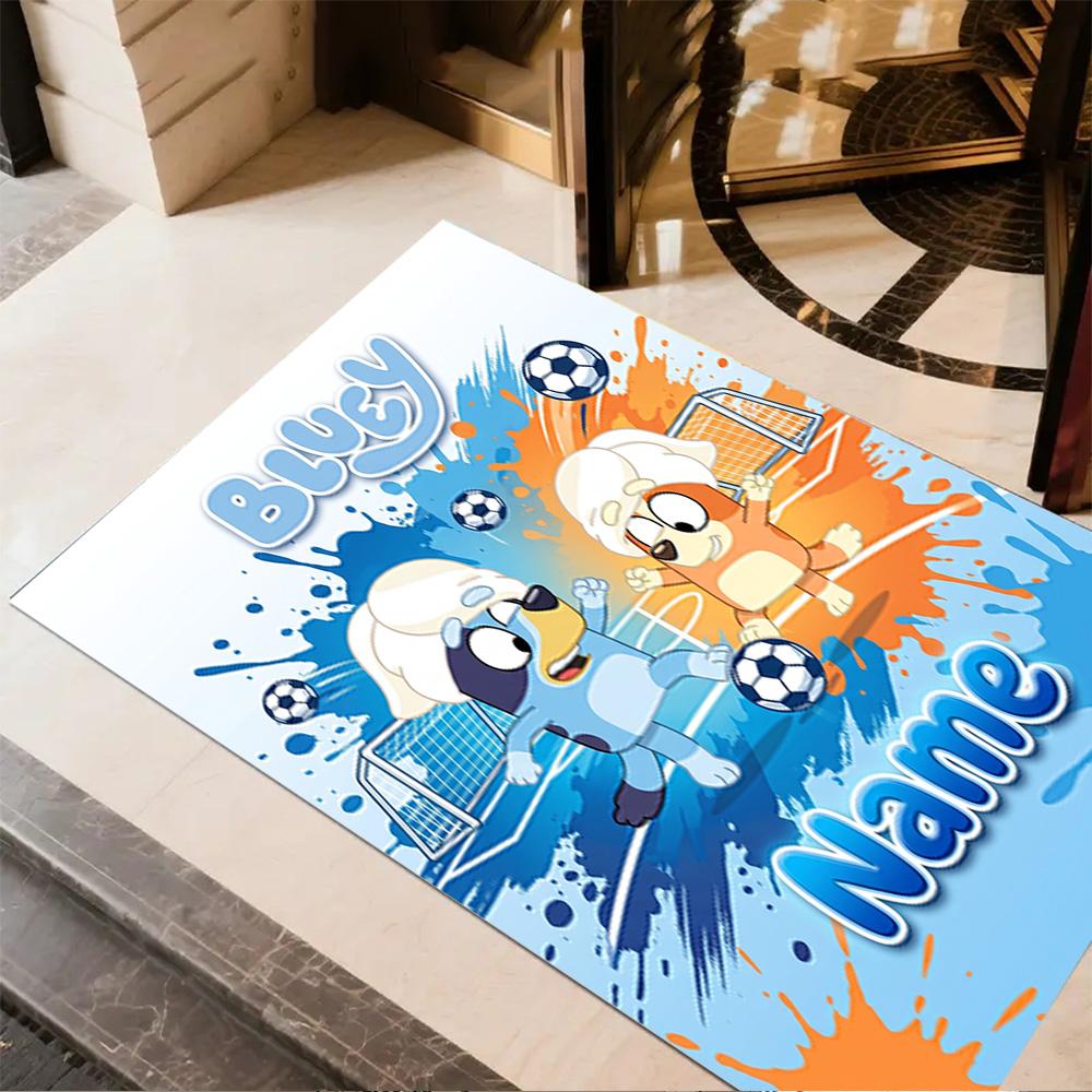 Christmas Penguins Celebration Customizable Name Floor Rug Office Rug Design for Living Rooms Dining Room Outdoor Kitchen Anti-slip Rug