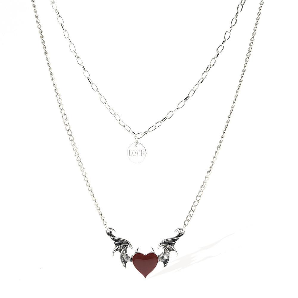 Modern Alloy Heart And Wing Necklace Stylish Versatile Jewelry For Women
