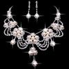 Women's Luxury Rhinestone Faux Pearl Necklace Earring Wedding Bridal Jewelry Set
