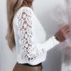 FiveFive винтажная белая кружевная рубашка для женщин, блузка с длинными рукавами, элегантные топы с вырезами, женская одежда, большие размеры