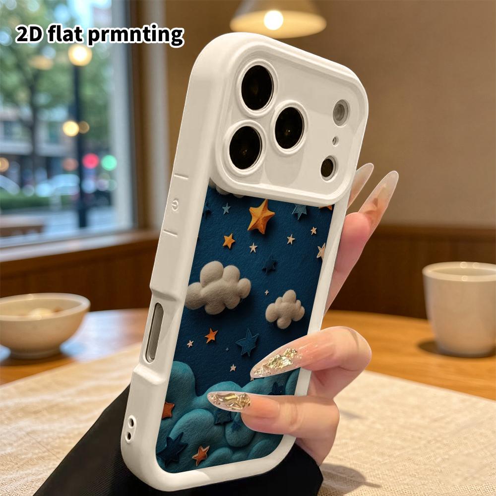Phone Case: 2D flat, fits iPhone 18, 17, 16, 15, 14, 13, 12Pro protective case, felt starry sky, perfect Christmas and Halloween holiday gift