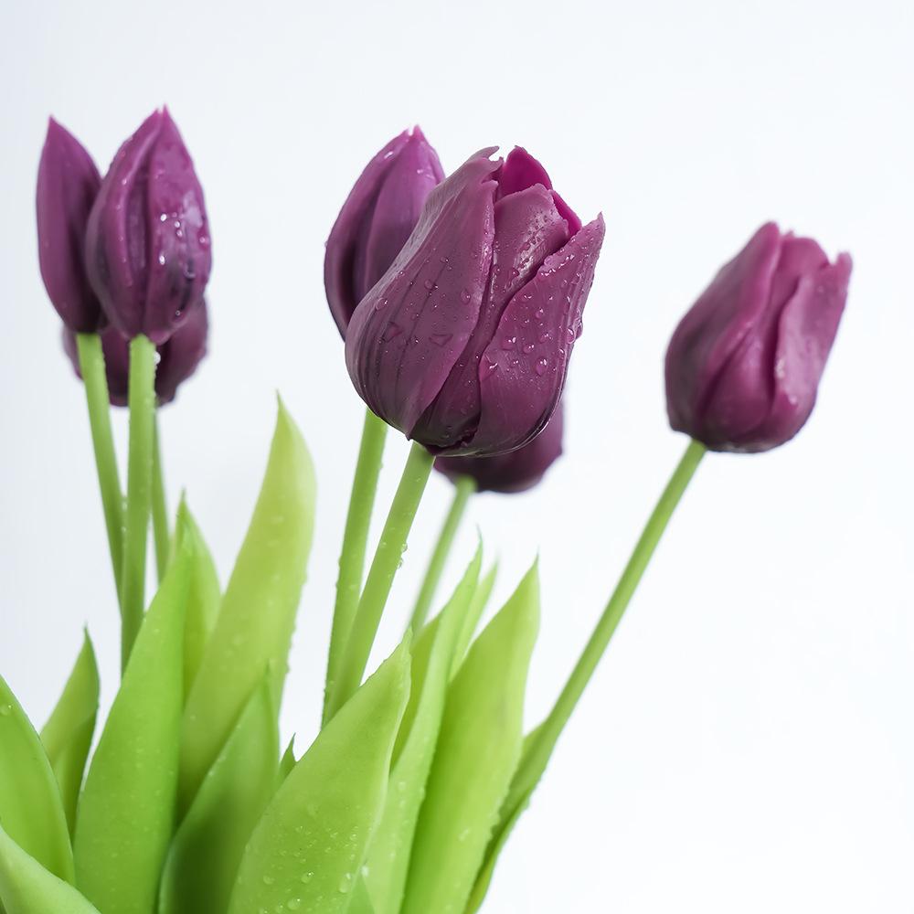 Букет тюльпанов осенней вишни, мягкий резиновый материал, гостиная, светлый роскошный обеденный стол для помещений, высококачественное имитационное цветочное украшение