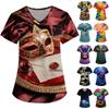 Women's Carnival Themed Outfit Party Mask Pattern Caregiver Top
