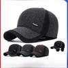 Men's Warm Winter Hat with Earmuffs - Trendy Thick Wool Baseball Cap for Middle-Aged and Elderly