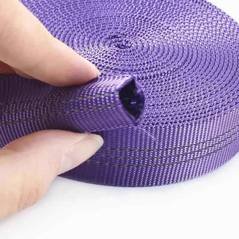 10/20/40M Meetee 25mm Nylon Tubular Webbing Tapes Double-layer Reflective Band for Sewing Bag Strap Dog Leash Accessories