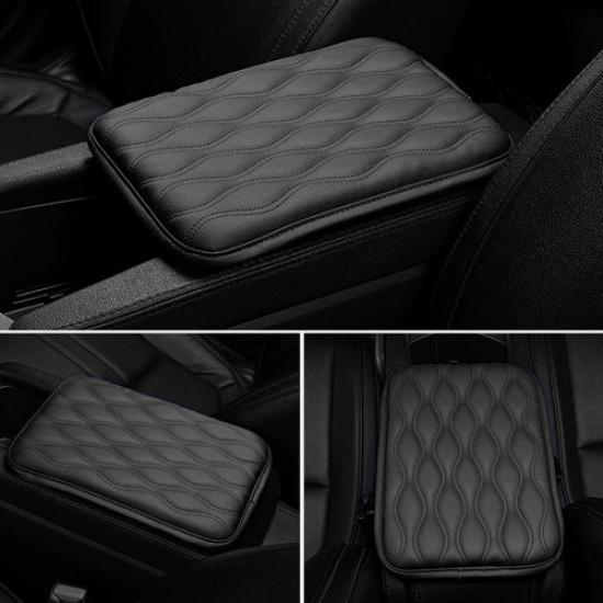 Car Armrest Cushion Cover Center Black PU Console Box Pad Protector Accessories