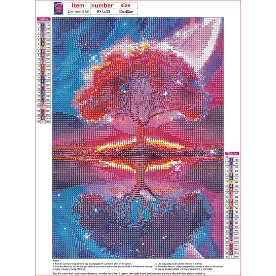 Картина со стразами 5D Дерево Луна Пейзаж Полная дрель Блестящие стразы Вышивка Красочные DIY Художественные ремесла Ручная работа Украшение стен дома Горный хрусталь