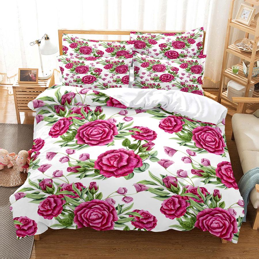 Flower Double Duvet Cover Bedding Set Quilt Case Linens King Queen Full Size 3D Print Pillowcase Single Twin Bed 220x240 200x200